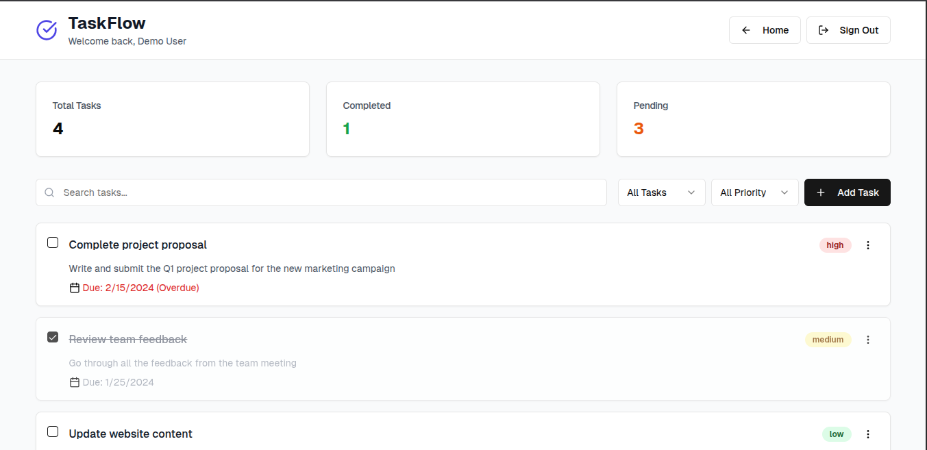 TaskFlow Web App
